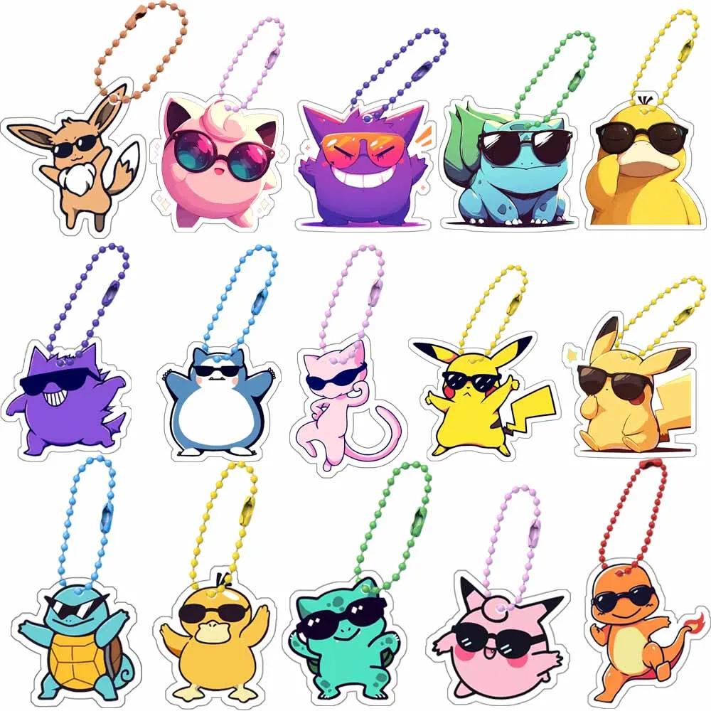Anime Pokemon Charmander Psyduck Bulbasaur Gengar Squirtle Jigglypuff Mew Snorlax Pikachu Acrylic Keychain Bag Pendant 5cm Gifts
