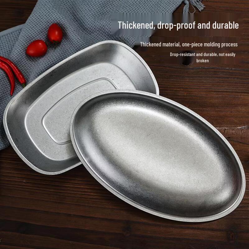 ZISIZ Retro Stainless Steel Japanese Fish Plate