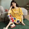 Pajamas Women's Summer, New Spring and Summer Short-sleeved Cute Loose Cropped Pants Loungewear Two-piece Set Summer