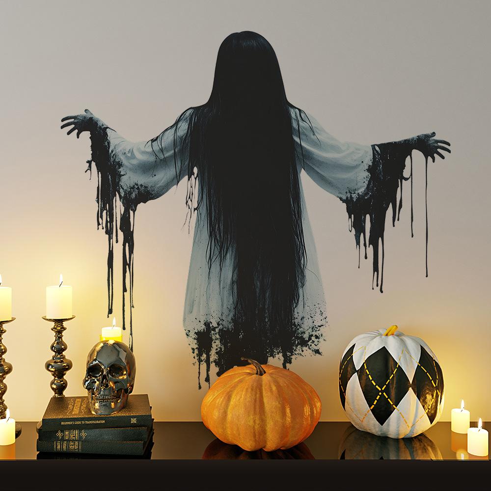 Halloween Horror Faceless Female Ghost Home Atmosphere Decoration Stickers