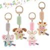 Cute Animal Plush Hanging Toy for Cribs & Car Seats – Early Education Sensory Toy with Teether & Mirror for Baby