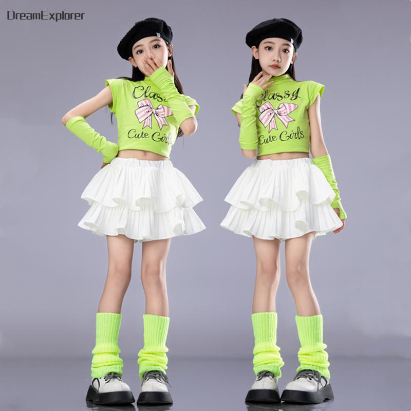 Hip Hop Mädchen Süßigkeiten Crop Top Street Dance Stufenröcke Kinder Süßes Streetwear Kind Jazz Cheerleader Kostüme Kleidung Sets