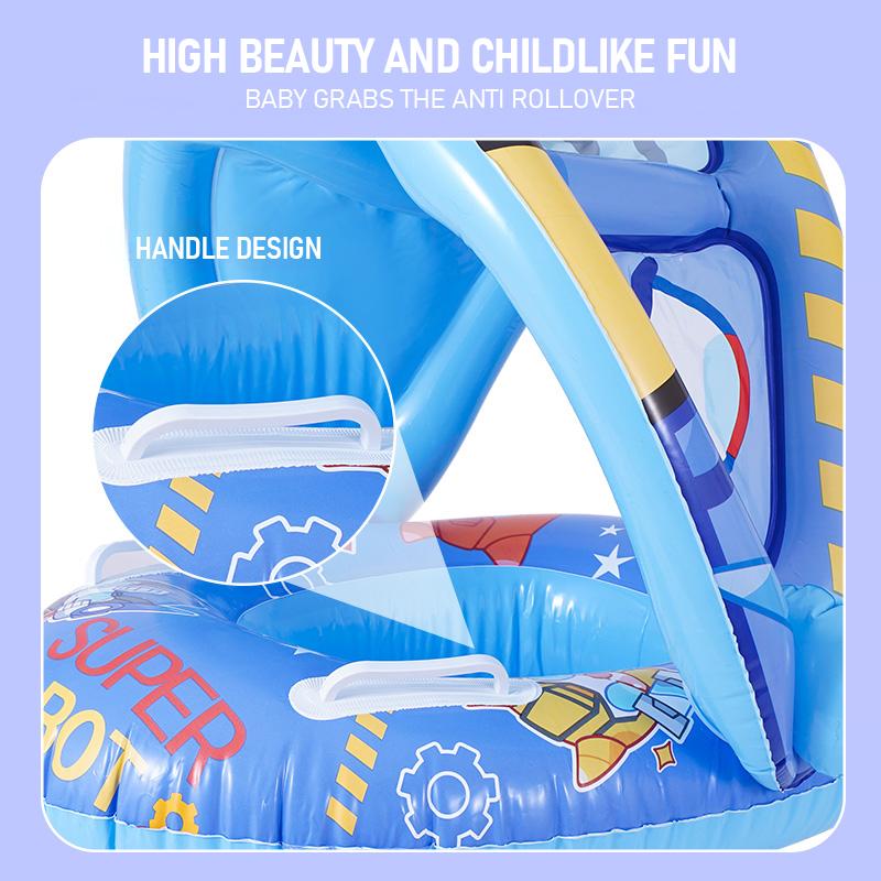 1Pack  PVC Inflatable Swimming Ring with belting Sun Shade Pool Float,  Inflatable Swimming Floats