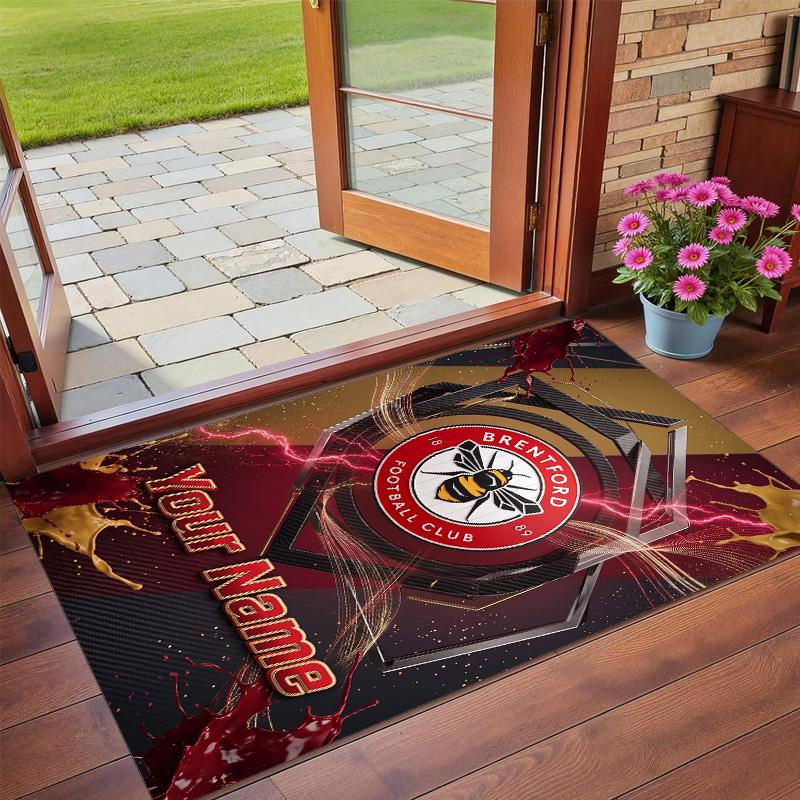 Crystal Velvet Rug Custom Name Text, Soft Non Slip Floor Mat Home DecorBrentford Football