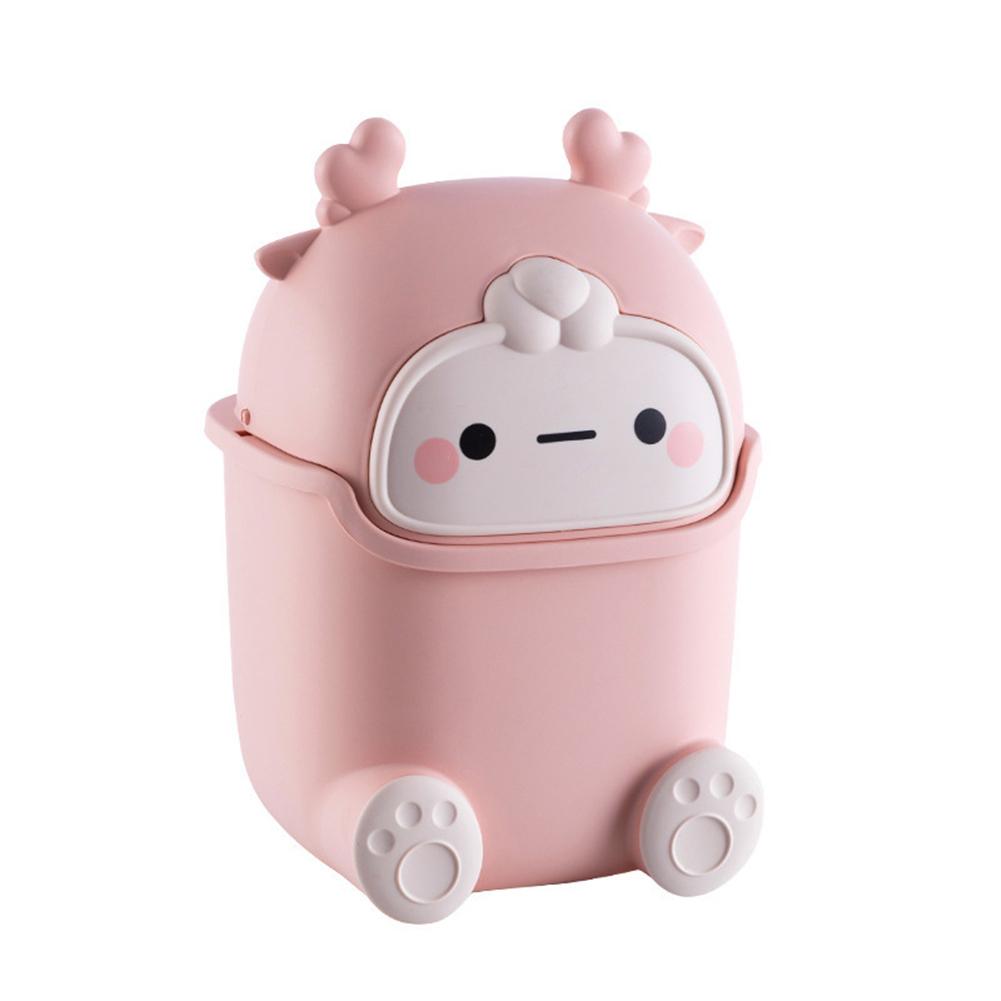 Kawaii Mini Trash Can Desktop Garbage Bin Home Office Rubbish Bin Cartoon Cute Waste Dustbin Household Kids Room Decoration