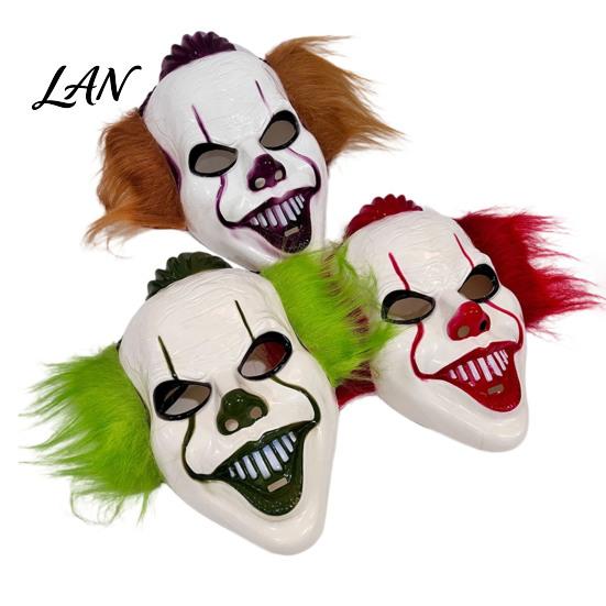 Theatrical Horror Mask Halloween Short Hair Clown Mask, Scary Joker Full Face Breathable Cosplay for Masquerade Party Costume Props