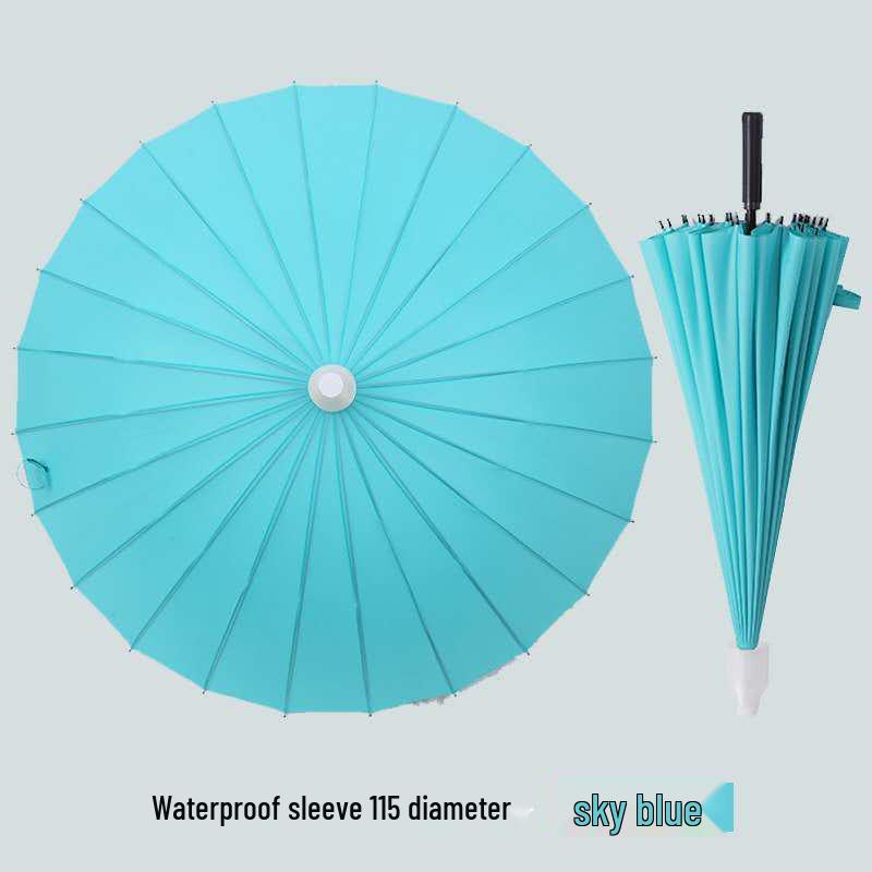 Rainbow 24-Rib Windproof Dual-Use Umbrella - Business, Sunny & Rainy Shade, Double Person, Straight Handle, Sun Protection.