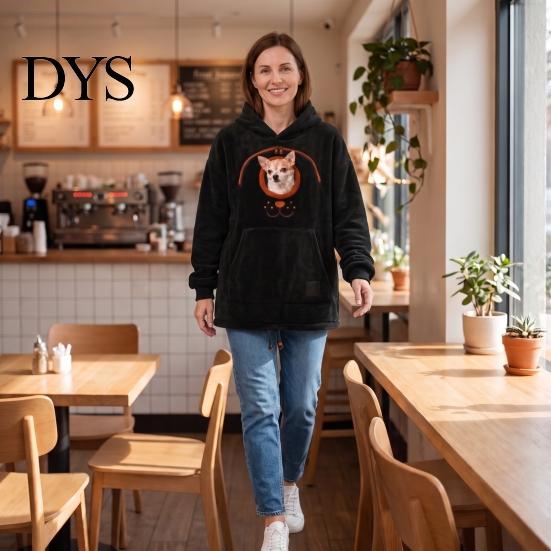 Katzen-Trage-Sweatshirt mit Kapuze und Tasche, Haustierträger für Hund & Katze, Kapuzenpullover, Gemütliche Reisekleidung mit Kängurutasche, Überschnittene Schultern