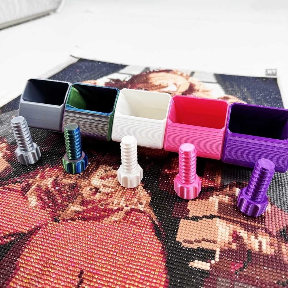 DIY Craft Point Drill Pens Holder Embroidery with Fixing Clip Storage Box Colourful Point Drill Pens Storage Container