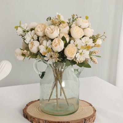 Silk Artificial Flowers Tea Bud Roses Peony Wreath Wedding Wall Bridal Bouquets Home Vase Table Garden Party Diy Gift Decoration