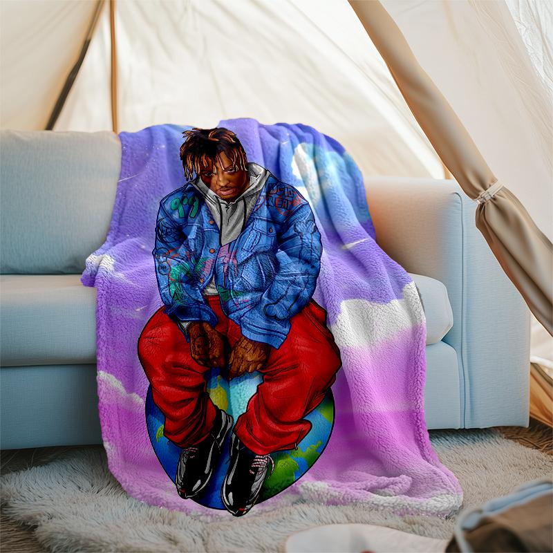 Juice WRLD printed throw blanket—soft,warm;versatile blanket for all seasons—perfect as &air-conditioning throw,nap blanket