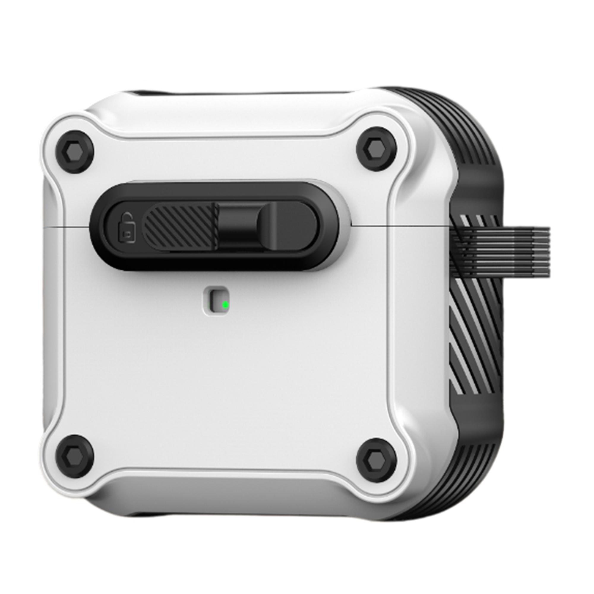 

For Apple AirPods 3 Case TPU+PC Earphone Cover with Front Lock Carabiner Clip White