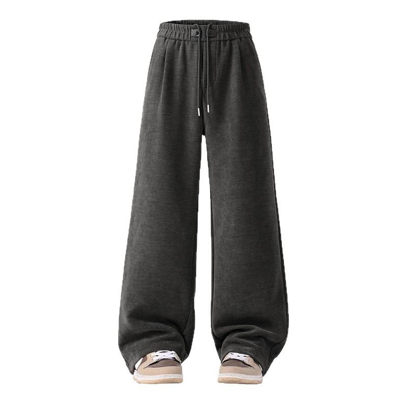 Autumn light luxury straight casual pants men's new high-end drawstring long pants are supple
