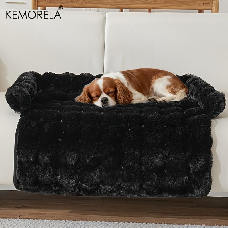 Förtjockad Varm Imitationskaninpäls Hundbädd Lyxig Plysch Husdjursmadrass med Kudde Reptålig Halkfri för Mellanstora Hundar