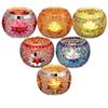 Glass Candle Holders Set of 6,Diwali Gift Votive Candle Holders Handmade Glass Tealight Holders Home Table Decorations