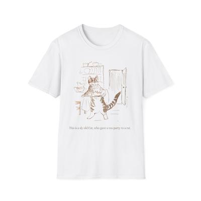 Illustrazione di Beatrix Potter del 1906 per la t-shirt 'il gatto furbo e vecchio'