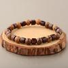 Natural Wood Beads Bracelet Women Men Yoga Meditation Prayer Om Pendant Wooden Jewelry Classic Sliver