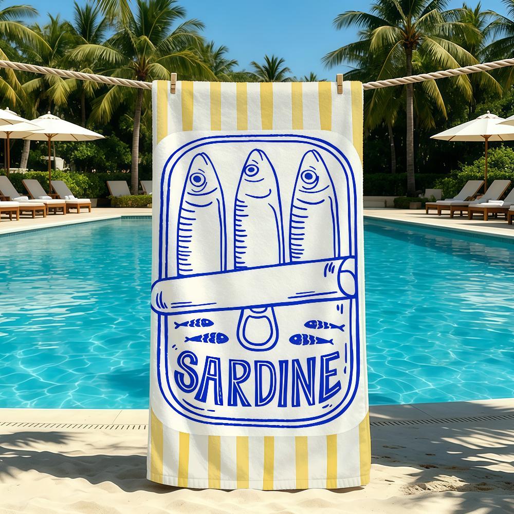 Colorful Sardines Towel For Outdoor Camping Beach Towel Super Absorbent Quick-Drying Summer Towel