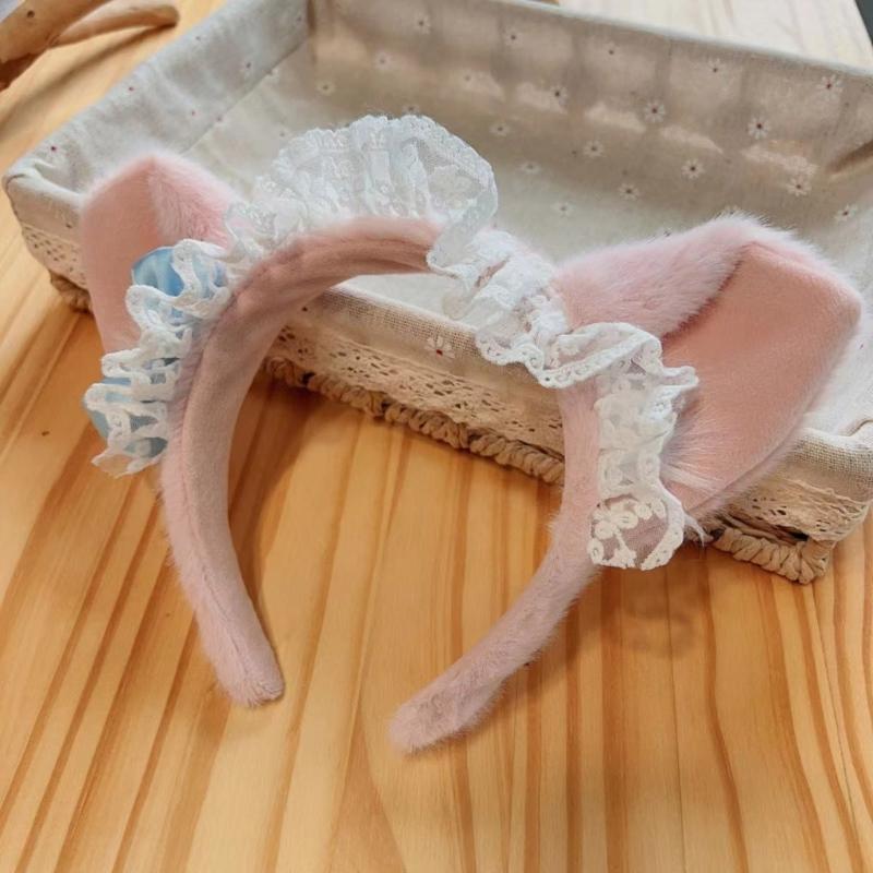 Girl Rabbits Headbands Bowknot Bear Furry Headwear Hairbands Fun Headwear