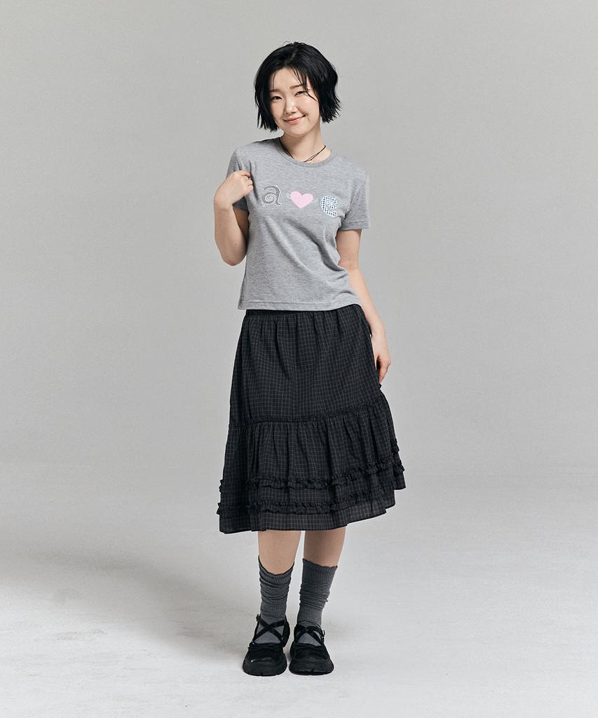 AWESOME STUDIO Kitsch Patchwork T-Shirt Melange Gray