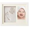 Baby Picture Frame With Plaster Cast, Size 23x28cm, Color White, Picture Frame Imprint Set Handprint And Footprint