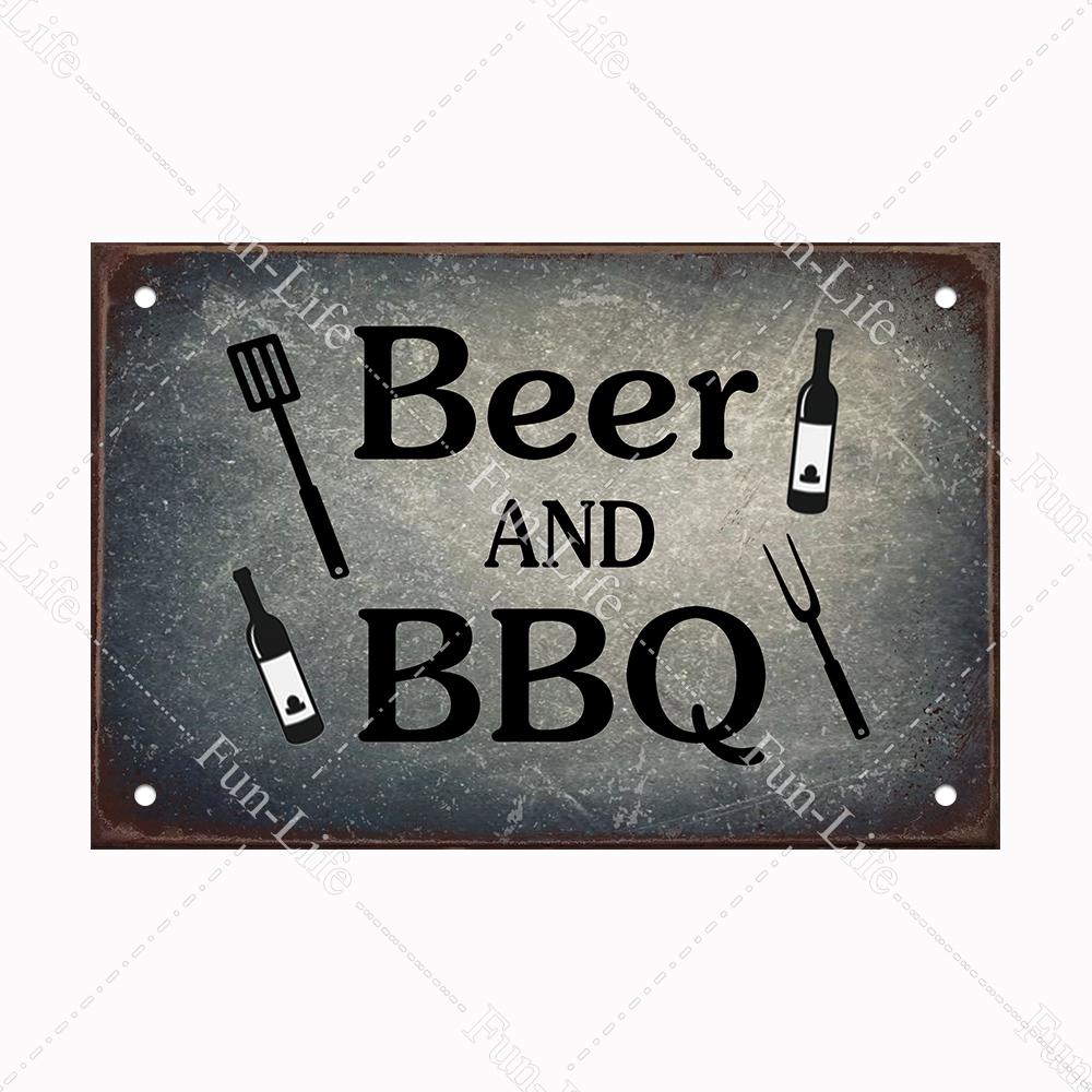 BBQ Warning Metal Tin Sign Oven Vintage Wall Decor Plaque Painting Barbecue Shop Restaurant Craft Pub Home Decor 20x30cm