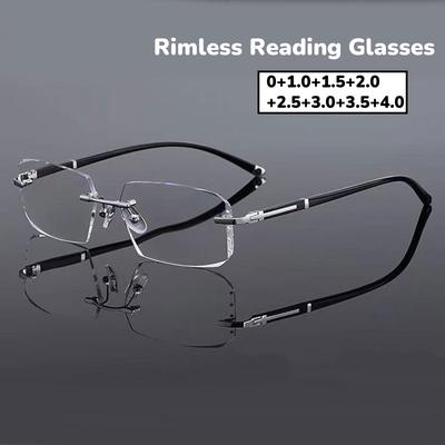 2 Colors Diamond Cut Reading Glasses Men Women Luxury Design Far Sight Eyeglasses Unisex Vintage Rimless Presbyopia 0+1.0+4.0