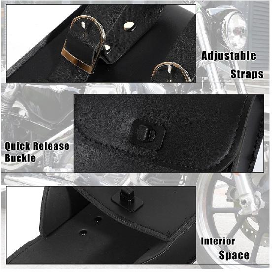 Black Pu Leather Motorcycle Side Tool Bag Storage Saddle Luggage Bags Universal