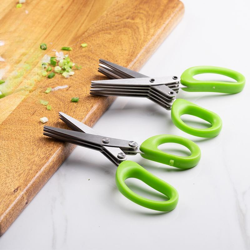 Muti-Layers Kitchen Scissors Stainless Steel Vegetable Cutter Scallion Herb Laver Spices Cooking Tool Cut Kitchen Accessories