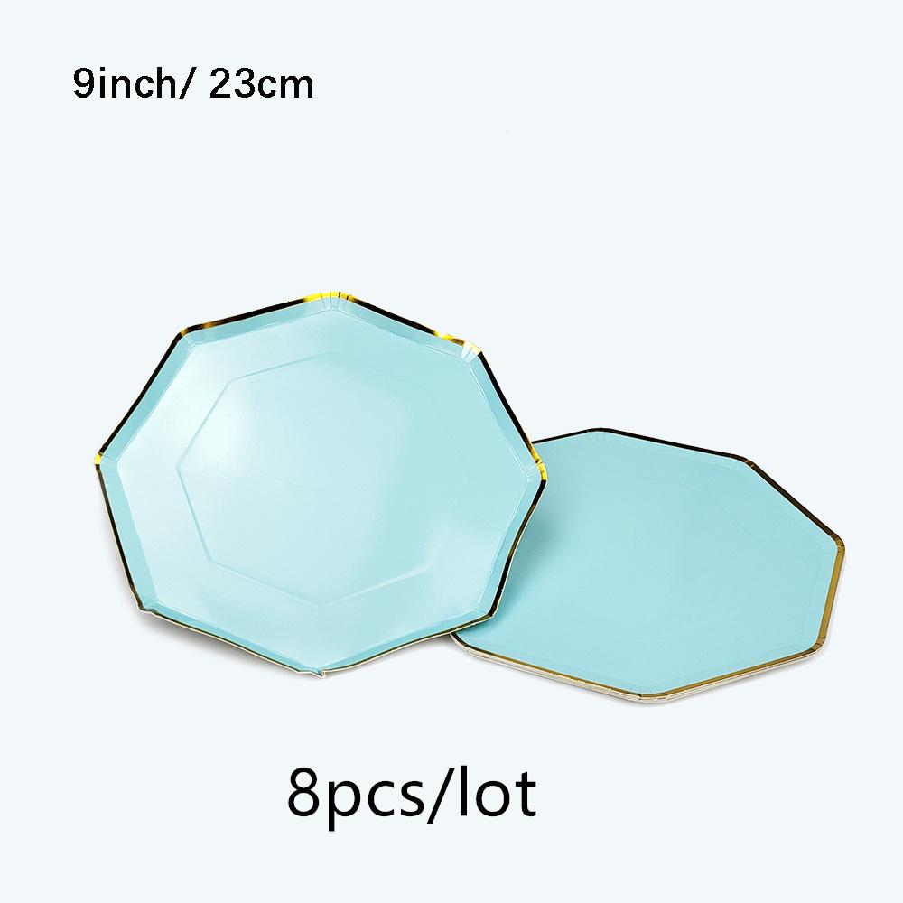 Blue Gold Disposable Tableware Set Paper Plate Cup for Birthday Wedding Decor Supplies Baby Shower Gender Reveal Party Tableware