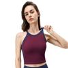 Women's Longline Two Tone Shockproof Sports Tank Top Bra Sleeveless Push Up Yoga Vest