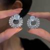 Exquisite light luxury zircon circle stud earrings temperament simple and versatile fashion celebrity high sense 1011 new earrings women