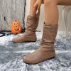 Fashion Women Boots Simple Comfortable Versatile Casual Slip On Short Boots Fashion Pleated Round Toe Autumn Solid Color  Flat Booties