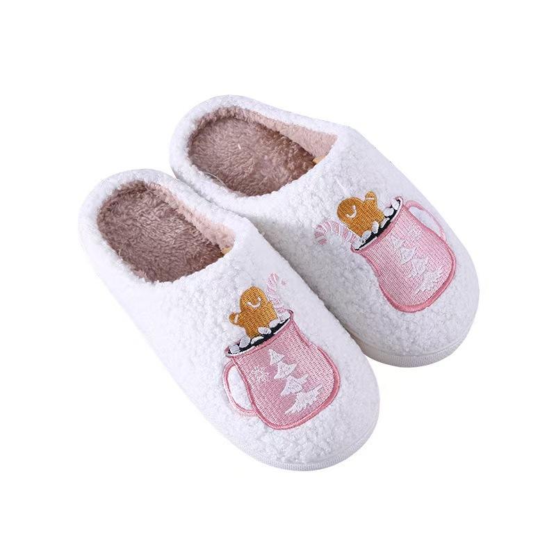 Fashion Winter Women's Slippers Cute and Interesting Cartoon embroidery Indoor Warm Comfort Home Bedroom Soft Causal Plush Shoes