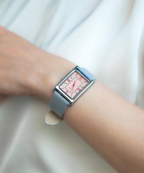 [PAUL VICE] PAUL VICE Audrey Women s Rectangular Leather Watch - Pink Grey NONE