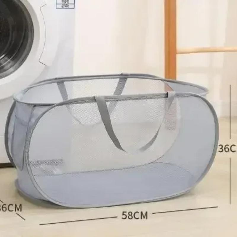 Horizontal Foldable Laundry Basket Mesh Cloth Breathable Laundrys Hamper Large Capacity Storage Baskets Home Accessories