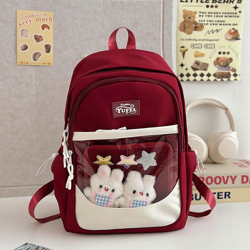 

Shoulder Dual Contemporary Bag With Large Capacity For School Use And Adventures Travel Without Pendant червоний