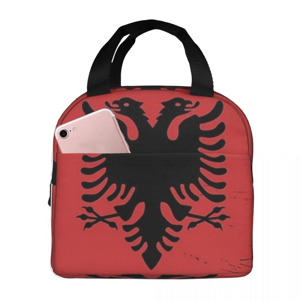 Albania Flag Insulated Lunch Bag for Kids School Cooler Thermal Food Box Tote Leakproof Lunch Boxes Container