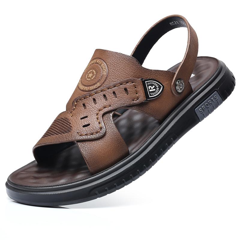 Fashion Summer Men's Soft Sandals Genuine Leather Men Slippers Gladiator Men Beach Sandals Comfortable Outdoors Wading Shoes