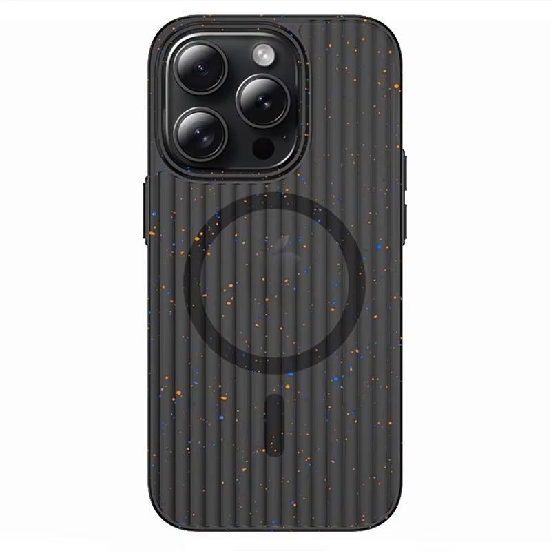 1Pc Luxury Corrugated Pattern Matte Magnetic Wireless Charge Case For Magsafe For Iphone 15 14 13 Promax Transparent Hard Cover