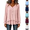 Damen Langarm Rüschen V-Ausschnitt Bluse mit Asymmetrischem