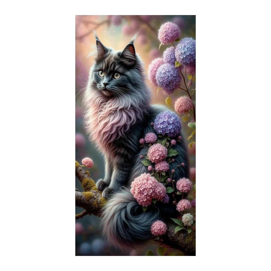 Black and White Cat Flower Large Size Diamond Painting New Collection Animals Diy Full Drill Rhinestone Embroidery Mosaic Cross Stitch Kits
