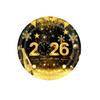 New Year 2026 Black and Gold Party Set: Paper Plates, Napkins, Pull Flag, Tablecloth