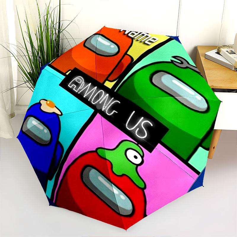 1 PC Automatic Folding Umbrella - Among Us Custom Name Pattern, Portable & Foldable Design with 8 Ribs, Christmas Birthday Gifts
