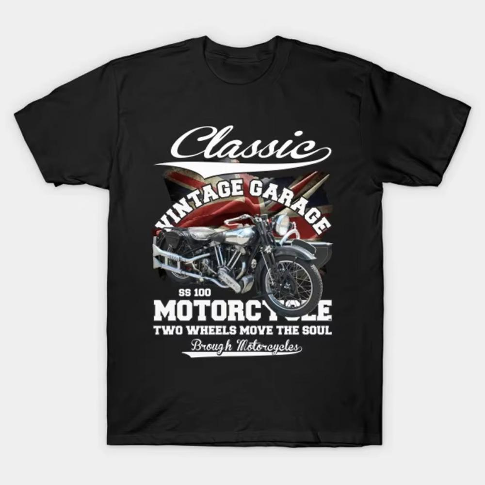 

Футболка Vintage Garage Classic Motorcycle SS 100 Sidecar, 100% хлопок, с круглым вырезом, летняя, с коротким рукавом, повседневная мужская футболка, размер S-3XL XXXXXL чёрный