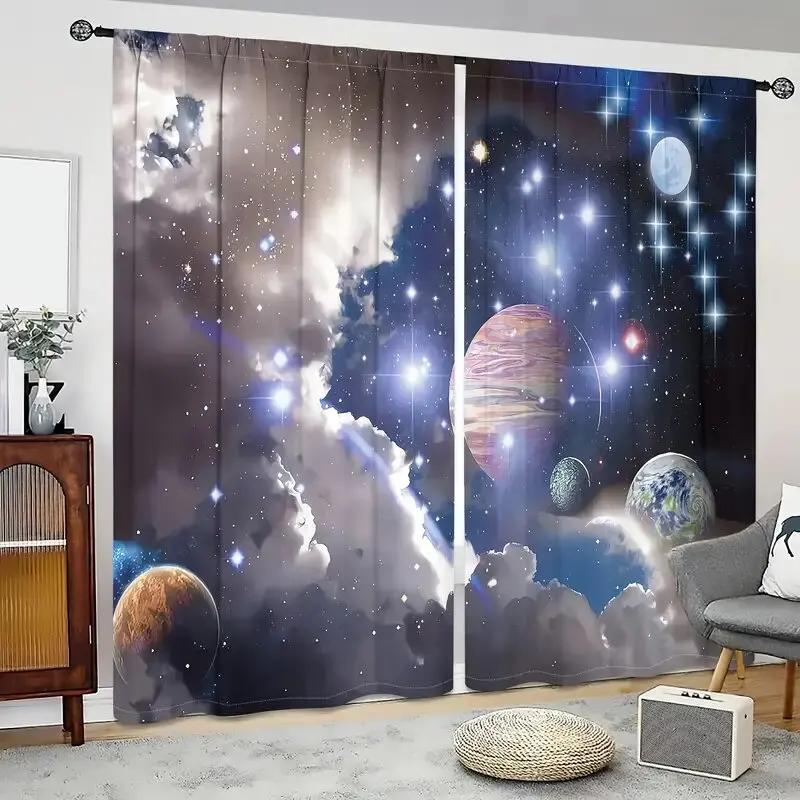 Cosmic Style Patterned Printed Curtains Bedroom Living Room Decoration Home Curtain Polyester Perfect For Great