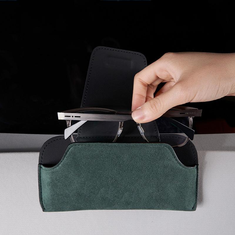 fscr7 Car Sun Visor Glasses Case Suede Storage Box Clip for Porsche 718 Cayenne Panamera 911 Macan Taycan Cayman Boxster Stickers