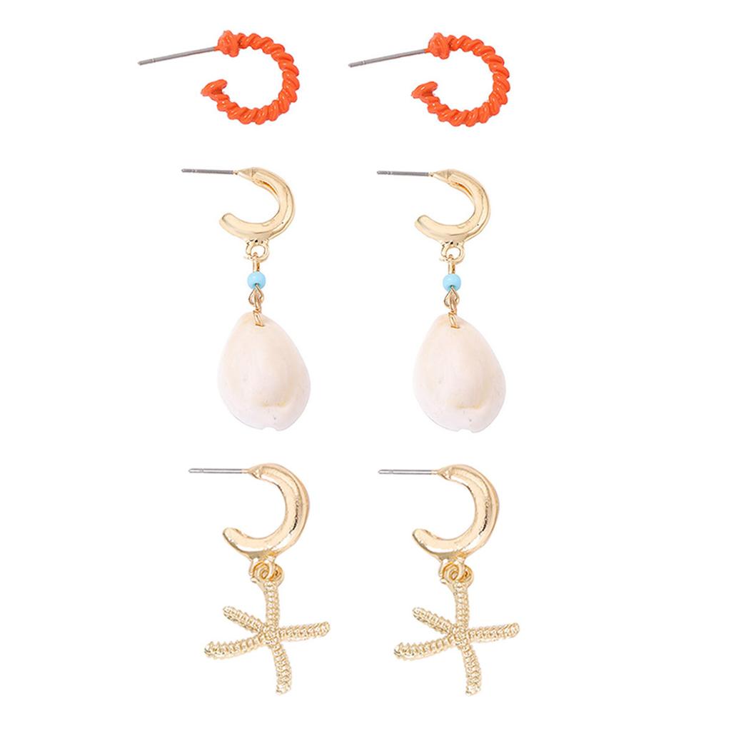 Fresh and Fashionable Summer Marine Life Earrings Set Casual Daily Simple Versatile Women's Earrings