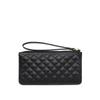 HR Damenhandtasche, Langes Damenportemonnaie, Reißverschluss-Clutch, Schwarz