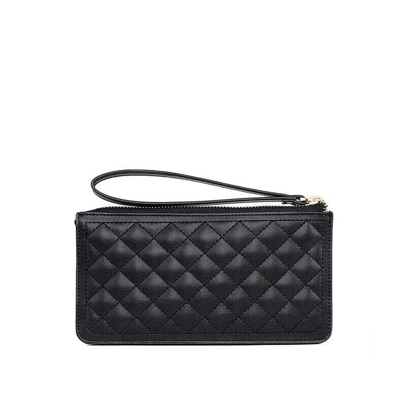 HR Damenhandtasche, Langes Damenportemonnaie, Reißverschluss-Clutch, Schwarz